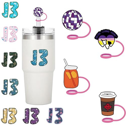 10 Stück 1 cm Strohhalm-Abdeckungen, kompatibel mit Stanley Cup-Zubehör, mit 10 Tattoo-Aufklebern, TS-Merch-Sach-Geschenk, wiederverwendbare Strohhalm-Hüte aus Silikon