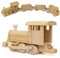 HolzFee Holzzug XL Dampflok Holz Eisenbahn Zug 86cm Lokomtive mit 3 Waggons Hänger mit 25 Bausteine