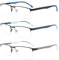MODFANS 3 Paire de Lunettes de Lecture 2.5 Homme Anti Lumiere Bleue - Monture Rectangle en Metal Acier Inoxydable Lunettes Loupe Bleu/Bleu Clair/Gris