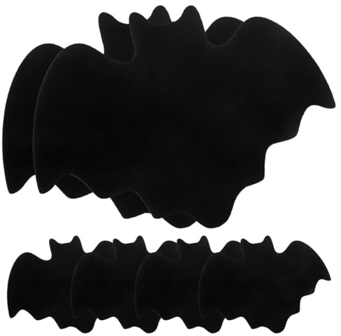 Luxshiny Halloween Filz Platzset - 6 Stück Bat Cutlery Mat Schwarze Fledermaus Tischsets für Halloween Deko Party und Küche, 43x25 cm