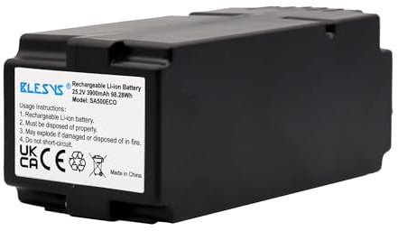 BLESYS 25.5V/3900mAh Akku für Yard Force Mähroboter SA900ECO SA650ECO SA650B X80i X60i X50i NX100i NX80i NX60i SA500ECO Ersatz 862615 862618 862622 Gartengeräte Akku