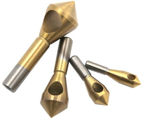 4pc HSS Titanium Plated Oblique Hole Chamfer Internal Chip Removal Chamfer Deburring Spot Facer Tool Set