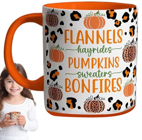 Missmisq Taza de café de cerámica de Halloween, tazas de café de otoño,Taza Calabaza 400ml - Taza de temporada espeluznante otoño, decoración de Acción de Gracias de cerámica adorable para decoración