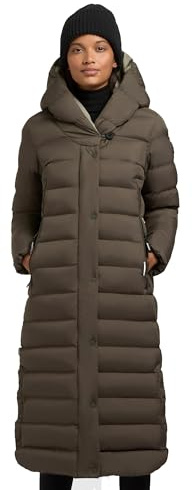 khujo Damen extralanger Wintermantel Steppmantel mit großen Taschen Teiva2-YM Nature Green Gr. XL