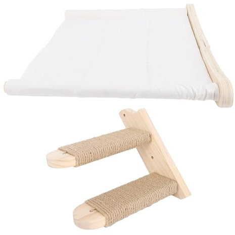 Katzen-Wandhängematte mit Stufen, Holz-Wandmöbel, Katzen-Kletterregal, Stabiles Katzen-Wandbett für den Innenbereich, Katzenspiel, Katzen-Wandregale, Katzen-Hängematte, Wandregal