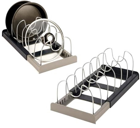 KKTECH DrawerStore Expanding Cookware Organiser - Formal Cupboard Storage Solution for Efficient Space Utilisation