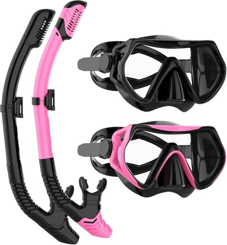 Snorkel Set Adults, JRing Snorkel Set with Anti Fog Goggles Dry Snorkel