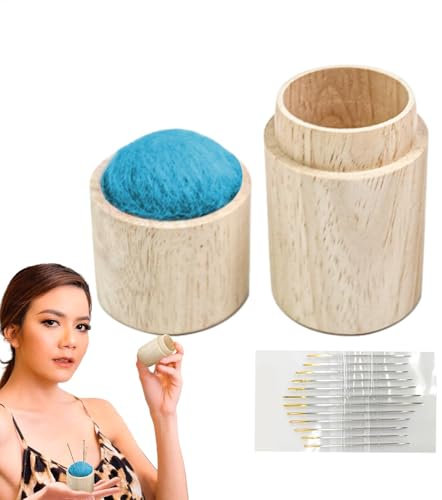 Soft Cushion Nadelaufbewahrungsbox aus Holz mit Deckel für Handarbeiten, Handwerk, Nähen, Alf Halter