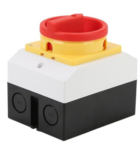 Lunaobrik Breaker à changement manuel, isolateur DC Breaker - Charge du bouton de coupure d'alimentation du moteur 20 A Isolation | Contrôle principal à 4 pôles 380 V Boîte à poussière de coupe