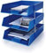 OS Smart Choice A4 Letter Trays, 3-Tier Stackable Document Organiser, Plastic Desktop Filing System, BLUE