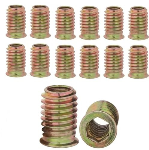 Dado a vite M8 x 20 mm, tubo per rampa M8, inserto filettato in legno, 25 pezzi, manicotto filettato, dado a vite, manicotti esagonali zincati, per mobili in legno, ecc