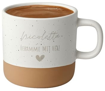 wunderwunsch Steingut Henkel Tasse Becher personalisiert als Abschiedgeschenk für Erzieherin, Lehrerein, Hebamme und Geschenk Beste Freundin mit Namen (weiß, Hebamme)