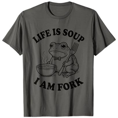 Life is Soup I Am Fork Funny Frog Vintage Graphic Humor Meme T-Shirt