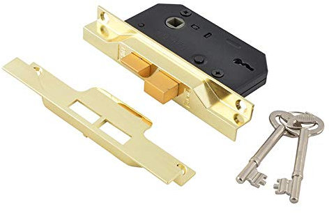 Union Locks 2242 2-Lever Mortice Rebated Sash Lock Electro 65.5mm - Brass (Visi Pack)