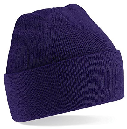 Beechfield Unisex Turn-up Beanie Baseball Cap, violett, Einheitsgröße