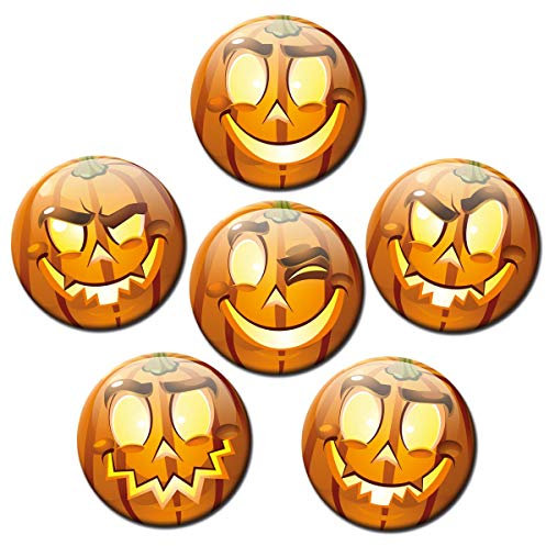 Kühlschrankmagnete Smiley Halloween 6er Deko Geschenk Set Magnete lustig für Frauen Männer Kinder stark groß 50mm rund Orange