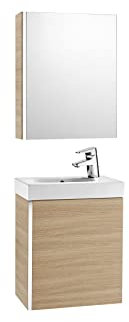 Roca,Mini,Pack con armario espejo (mueble base, lavabo y armario espejo),Roble texturizado,450mm x 250mm x 575mm,A855866155