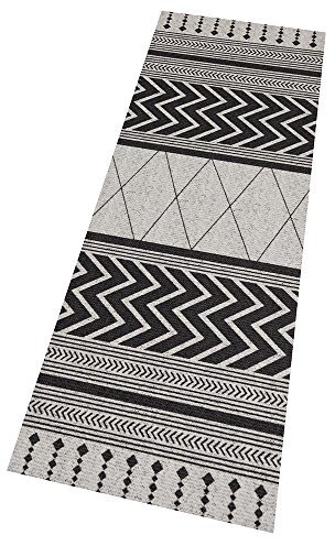 Zala Living Cook & Clean Läufer – rutschfest Teppichläufer Flachgewebe Kurzflor Teppich Küchenteppich Waschbar Küchenläufer Novo für Flur, Küche, Wohnzimmer – Grau Schwarz, 60x180cm