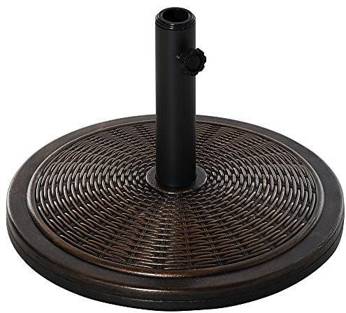 Outsunny Base para Sombrilla de Jardín Peso Neto 13 kg Soporte de Parasol de Cemento Retro para Postes de 35mm/38mm/48mm para Terraza Patio Exterior Ø48x34 cm Bronce