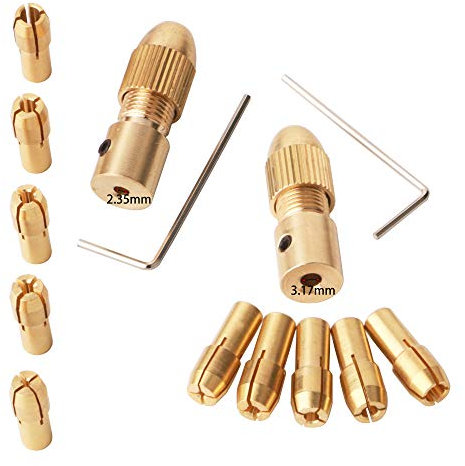 GTIWUNG 0.5-3mm Portabrocas para Taladro, Pinza de Taladro, Broca Collet, Broca Pequeña Eléctrico Collet Portabrocas Fijado con una llave Allen 3.17mm/2.35mm–Juego de 0,5 mm/1 mm/1,5 mm/2,5 mm/3,0mm