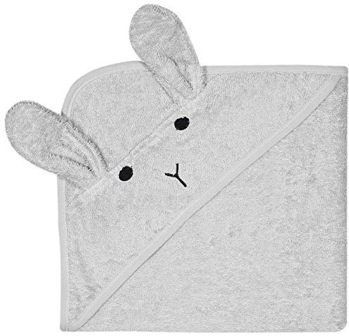 Kindsgut Kapuzenhandtuch Hase aus 100% zertifizierter Baumwolle, kuschelig weich für Babys und Kleinkinder, ideal für zuhause oder unterwegs, Grau