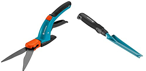 Cisailles à Gazon Orientables Comfort de Gardena : Cisailles avec Tranchants Orientables à 360° & Couteau Désherbeur : Outil de Jardin, Protégé Contre la Corrosion, Longueur de Travail 14,5 cm
