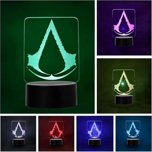 Wolobox LED-Lampe Assassins Creed Logo Farbwechsel USB Nachtlicht und Dekoration