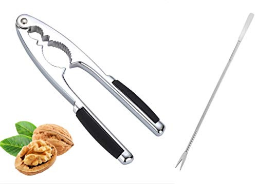 Nutcrackers Walnut Pecan Nut Cracker Heavy Duty Shell Cracker Seafood Walnut Opener Tool with Non-Slip Handle and 1 Pick