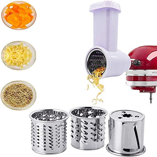 Slicer Shredder Attachment for KitchenAid, Shredding and Grating Pack Accessory for KitchenAid Stand Mixers, KitchenAid Attachment with Peel, Core and Slice