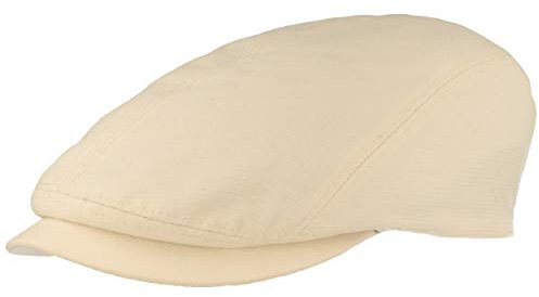 Breiter Herren Schiebermütze | Flatcap | Schirmmütze – UV-Schutz 50+ – Cool Max® Technologie (57, Natur)