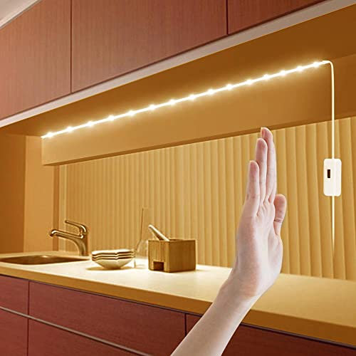 AIMENGTE 5V USB Led Strip,LED Streifen mit Bewegungsmelder,Wasserdichtes Hand Sweep Motion Sensor LED band Beleuchtung Perfekt für Küche, unter Schrank,Treppe (Warmes Weiß, 4M)