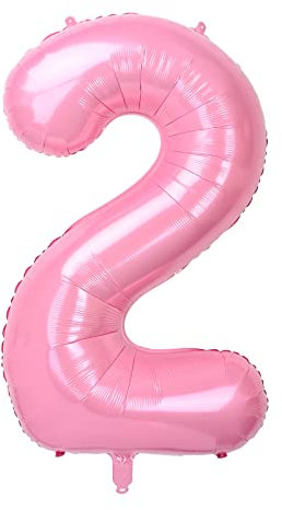 Dbmoon 40 Inch Large Foil Balloon Number 2 Pink, Number Balloon 0-9, Helium Balloons Numbers for Girls Boys Birthday Decoration/Anniversary Decoration/Celebration Balloons Decorations (Pink#2)