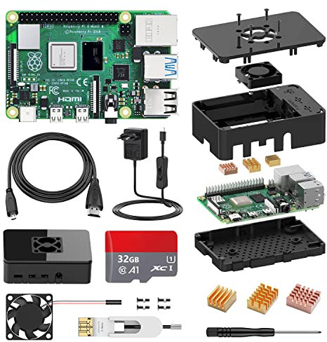 STUUC 2025 Raspberry Pi 4 8GB Ram mit 32GB Speicherkarte,Raspberry Pi 4B Kit mit Quad-Core A72 unterstützt 4K/WiFi 2.4G.5G,LAN 1000Mbps/ BT 5.0/USB3.0,Raspi 4 Model B(8G+32G)