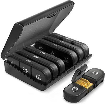 Tablettenbox 3 Fächer 7 Tage Pillendose Große fächer, Wöchentliche Tablettendose Morgens Mittags Abends 3 fächer pro tag, BPA Frei Feuchtigkeitsbeständiger Reise Medikamentenbox