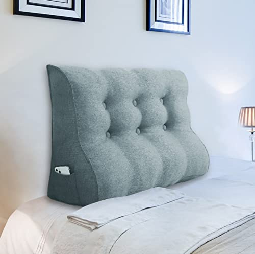 Johnear Rückenkissen Ergonomisch Gekrümmt für Sofa & Bett (Grau, 100cm) | Ergonomisches Rückenkissen mit gekrümmter Form – passt sich der Wirbelsäule an, entlastet den Rücken. Waschbar.