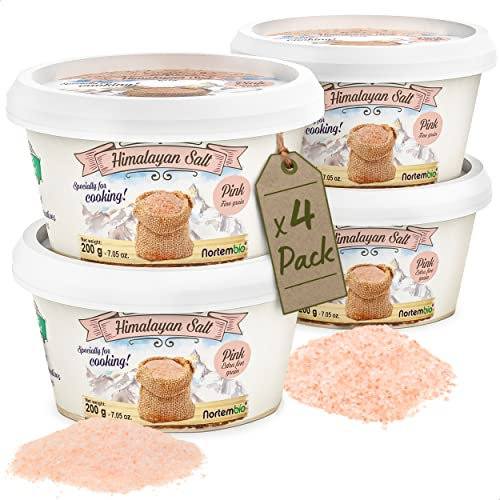 Nortembio Sale Rosa dell'Himalaya 2 x 200 g Fino + 2 x 200 g Extra Fino Origine Pakistan | Puro e Naturale per Cucina Gourmet