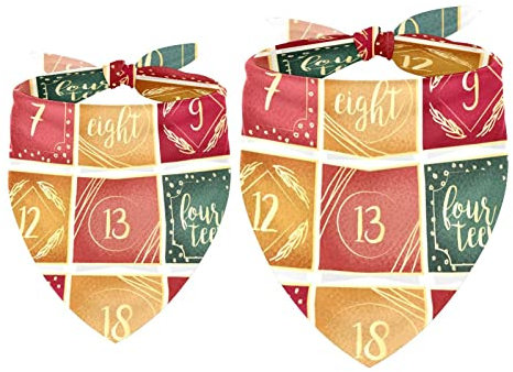 2 Pack Hund Bandana Weihnachten Adventskalender Muster Mädchen Junge Lätzchen Hundeschal Halstuch Zubehör für kleine mittelgroße große Hunde Welpen Katze Haustier