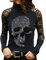 Sumuqi Bluse Elegant Damen Langarmshirt Halloween Shirt Tops Oberteile Herbst Oberteil Elegante Oberteil Fraun Y2k Kostüme Kostüm Skelett Pullover Kleidung Bekleidung Longshirt Sweatshirt Schwarz L