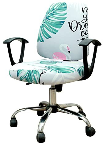 Highdi Bezug für Bürostuhl 2 Teilig Sitzfläche Spandex Bürostuhl Bezug Bürostuhlabdeckung mit Armlehnen, Waschbare Universal Stuhlhussen für Computer Stuhl Armlehnen Stuhl Drehstuhl (Flamingo)