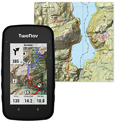 TwoNav Cross Plus (32 GB) + Karte Spanien Topo, komplett, GPS mit Display 8,1 cm (3,2 Zoll) für MTB, Radfahren, Trekking oder Wandern, mit Karten im Lieferumfang enthalten, Türkis