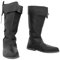 GATURA Vintage Uomo Cavalieri Stivali Medievale Punta Piatta Tacco Medio Coscia Stivali Finta Pelle PU Vichingo Cavaliere Pirata Stivali Allacciare Stivali Cowboy Occidentale, 38-48,Nero,44