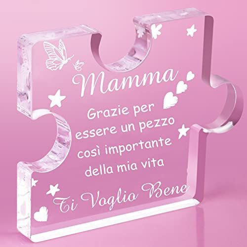 PulangRen Regalo Festa Della Mamma, Regalo Mamma Compleanno, Puzzle A Blocchi in Acrilico Inciso, Regalo Mamma, Festa della Mamma Idee Regalo, Regalo Mamma Natale