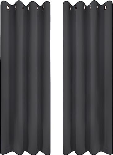 Utopia Bedding Verdunkelungsvorhänge mit Ösen thermovorhang 2er Set [140x220 cm, Grau] wärme und kälteisolierende und schalldämmende Vorhang Blickdicht für Wohnzimmer, Schlafzimmer & Büro