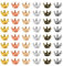 FESSOSKO Kleine Goldene Kronen 120 Stück 6 Farben Mini Krone Charms, Vintage Tibetischen Stil Legierung Perlen Kappe Anhänger Charms, zum Basteln DIY Krone Schmuck