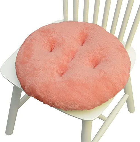 FANSU Coussin de Chaise Peluche, Coussin de Chaise 40cm Ronde Lot de 1 2 4 6, Galette de Chaise/Coussins de Chaises Epais, Coussin pour Chaise de Salle à Manger et Jardin (Rose,4 Pièces)