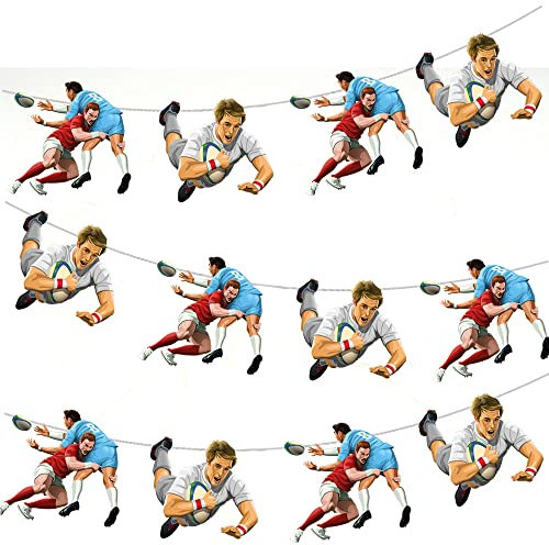 AK Giftshop Wimpelkette mit Rugby-Spielern, Party-Dekorationen, 12 Stück/2,5 m Band