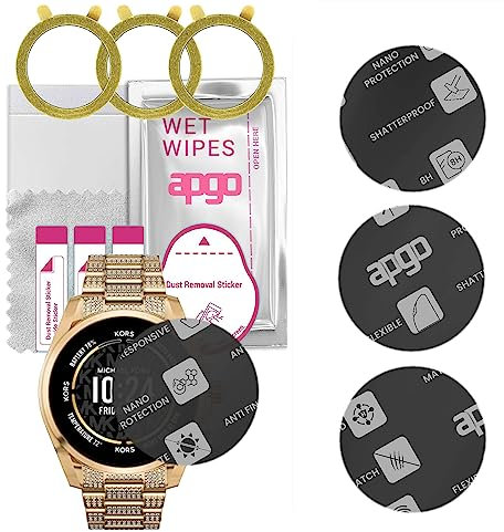 apgo 3 Stück Schutzglas, Matt, kompatibel mit Michael Kors MKT5136V Smartwatch, Hybrid 8H, Ersatz für Hartglas, Displayschutzglas, Bildschirmschutz, Displayschutz, kratzfest