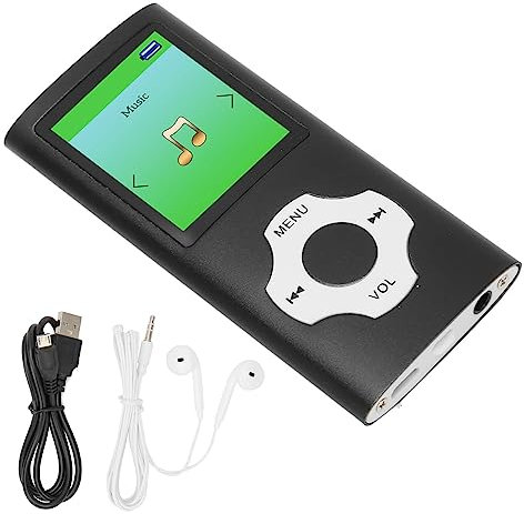 MP3 Player, MP3 Musik Player mit 32 GB Speicher, SD Karte, Schlanker, Klassischer Digitaler LCD Bildschirm mit 1, 8 Zoll, Musik MP3 Player für Kinder mit Lautsprecher, FM Radio Aufnahme(Schwarz)