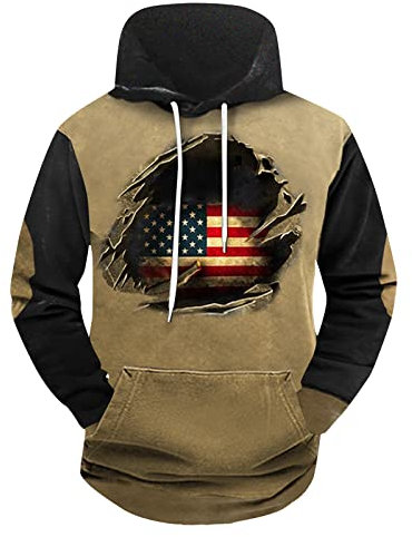 KONG JIMFAN Sweatjacke Herren Mit Kapuze Longsleeve Pullover Long Sleeved Hoodie Herren Sweatjacke Herren Sweatjacke Herren Tshirt Mit Kapuze Herren Y2k-Hoodie Für Herren,Khaki,S