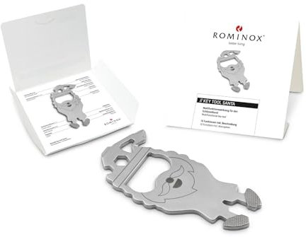 Geschenkartikel: ROMINOX Key Tool // Santa, 15 Funktionen, Keytool Schlüsselanhänger, Einkaufswagenlöser, Edelstahl Multitool, Multifunktionswerkzeug, für Adventskalender